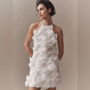 Anthropologie BHLDN SLEEVELESS ALLOVER BOW HIGH-NECK MINI DRESS